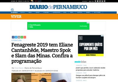 Fenagreste 2019 tem Eliane Cantanhêde, Maestro Spok e Slam das Minas. Confira a programação